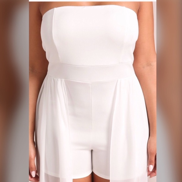 LAST ONE! 1X-Strapless Chiffon Overlay Maxi Romper - Picture 3 of 3